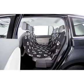 Autopoťah nylon/flís, čierny s béžovými packami 1,40 x 1,45 m