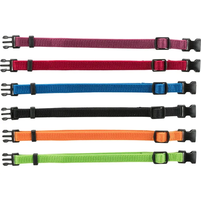 Hlavný obrázok produktu Balení nylon.rozeznávacích obojků pro štěňata M-L 22-35cm/10mm čn,čv,md,zel,or,fi