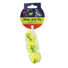 Balenie-tenisová loptička s rolničkou 4 cm HIPHOP CAT (3 ks v bal.)