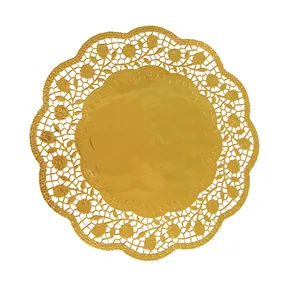Dekoratívne čipky okrúhle, zlaté priemer 30 cm [4 ks]