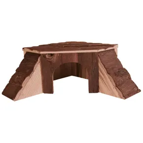 Drevený domček rohový THORDIS pre činčilu, morča 35 x 15 x 37/37 cm