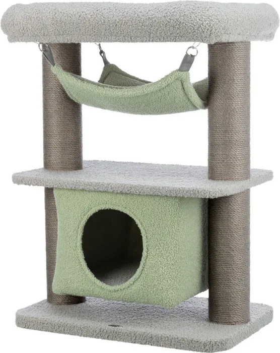 Hlavný obrázok produktu JUNIOR škrábadlo LUNITO, 2 patra, jeskyně, hammock, 71 cm, šedá/mátová