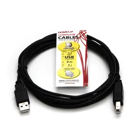 USB kábel (2.0), USB A M - USB B M, 3m, Logo