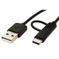 Ďalší obrázok produktu USB kábel (2.0), USB A M - microUSB M + USB C M, 1m, guľatý, čierny, plastic bag, s redukciou na USB C