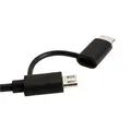 Ďalší obrázok produktu USB kábel (2.0), USB A M - microUSB M + USB C M, 1m, guľatý, čierny, plastic bag, s redukciou na USB C
