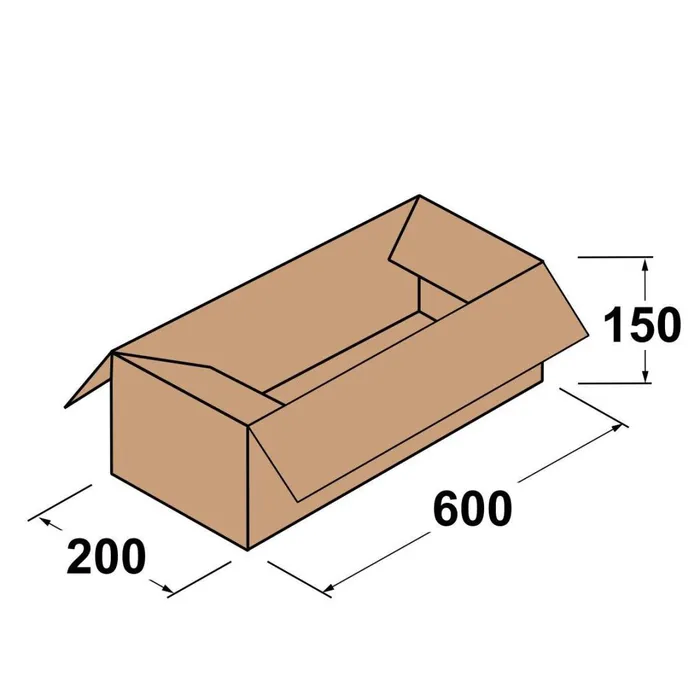 Hlavný obrázok produktu Kartonová krabice 3vrstvá 600x200x150 mm