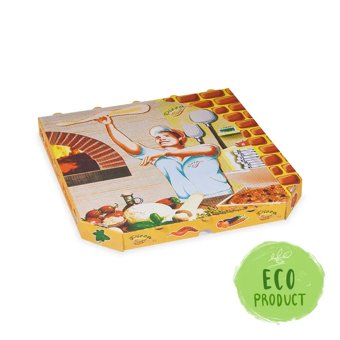 Hlavný obrázok produktu Krabice na pizzu z vlnité lepenky 32 x 32 x 3 cm [100 ks]