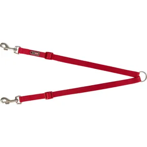 Nylonová rozdvojka - pásky s karabínami 40-70 cm/15 mm, - červená