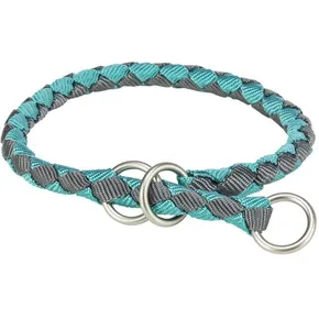 Obojok CAVO okrúhly polosťahovací, aqua/grafit S-M: 35-41cm/ o12mm
