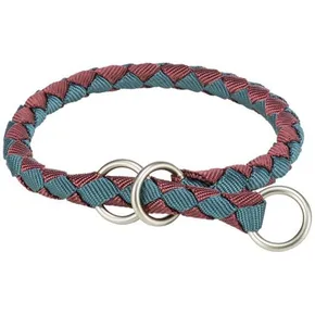 Obojok CAVO okrúhly polosťahovací, sangria/petrolejová M: 39-45cm/ o12mm