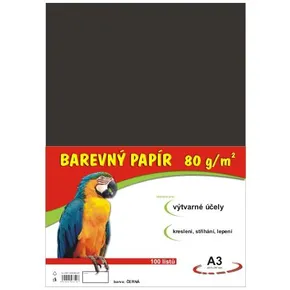 Papier na výtvarnú výchovu A3, 80 g/m², čierny, 100 listov