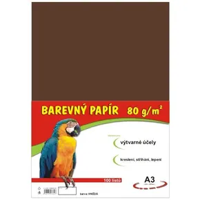 Papier na výtvarnú výchovu A3, 80 g/m², hnedý, 100 listov