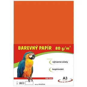 Papier na výtvarnú výchovu A3, 80 g/m², oranžový, 100 listov
