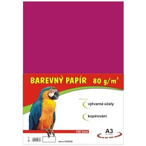 Papier na výtvarnú výchovu A3, 80 g/m², ružový, 100 listov