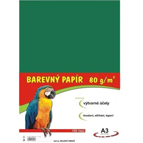 Papier na výtvarnú výchovu A3, 80 g/m², tmavozelený, 100 listov