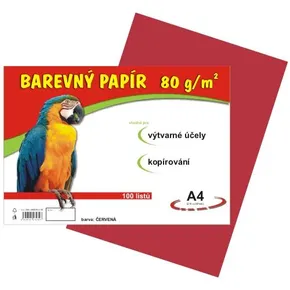 Papier na výtvarnú výchovu A4, 80 g/m², červený, 100 listov