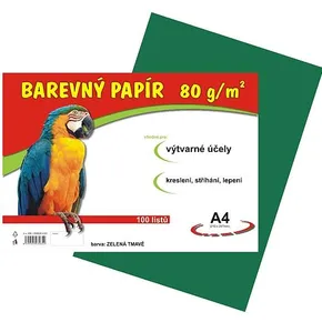 Papier na výtvarnú výchovu A4, 80 g/m², tmavozelený, 100 listov