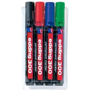 Permanentný popisovač "300", 4 farby, 1,5-3 mm, kužeľový hrot, EDDING