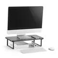 Ďalší obrázok produktu Podstavec pod monitor, priestor pre klávesnicu, rýchla montáž, čierny, oceľ, drevotrieska, 20 kg nosnosť, Powerton, ergo