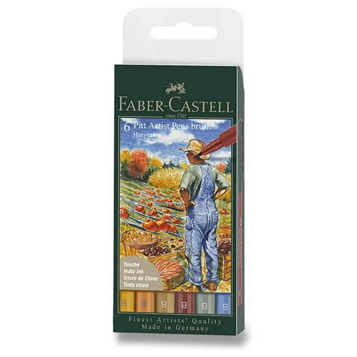 Hlavný obrázok produktu Popisovač Faber-Castell Pitt Artist Pen Brush Fall 6 ks, hrot B, podzimní odstíny