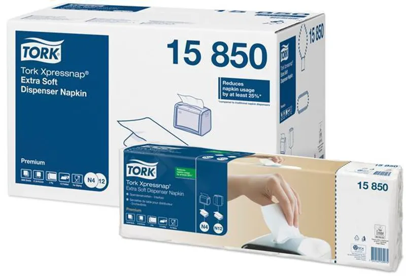 Hlavný obrázok produktu Ubrousky do zásobníku Tork 15850 Xpressnap N4 2vr bílé 21,3×16,5 cm [8000 ks]