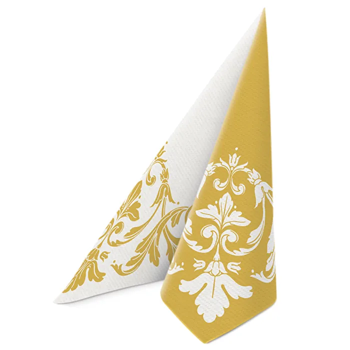 Hlavný obrázok produktu Ubrousky PAW AIRLAID 40x40 cm Reverse Motif gold-white [50 ks]