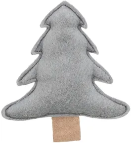 Vianočný stromček s catnipom, 10,5 cm, filc, sivý