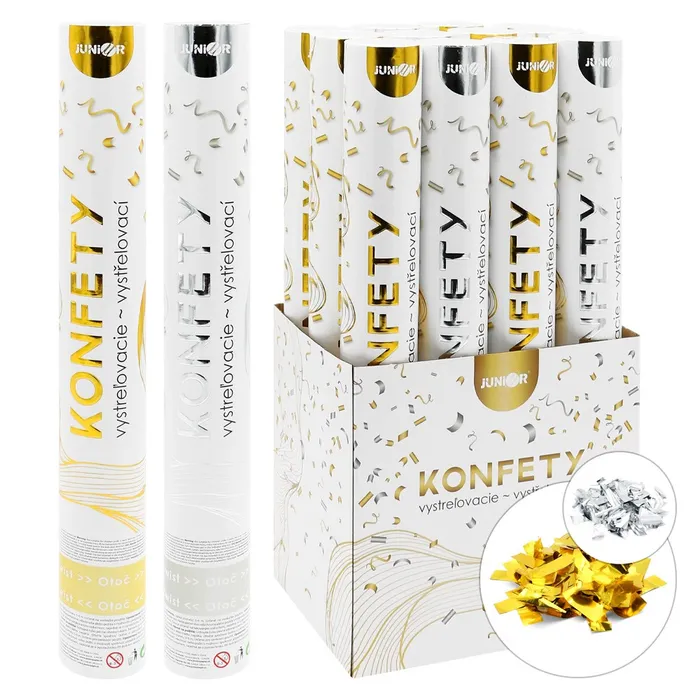 Hlavný obrázok produktu Vystřelovací konfety - trubka 40 cm, zlaté metalické obdélníky [1 ks]