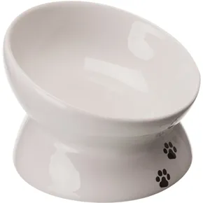 Zvýšená ergonomická keramická miska, 0.15 l/o 13 cm, biela